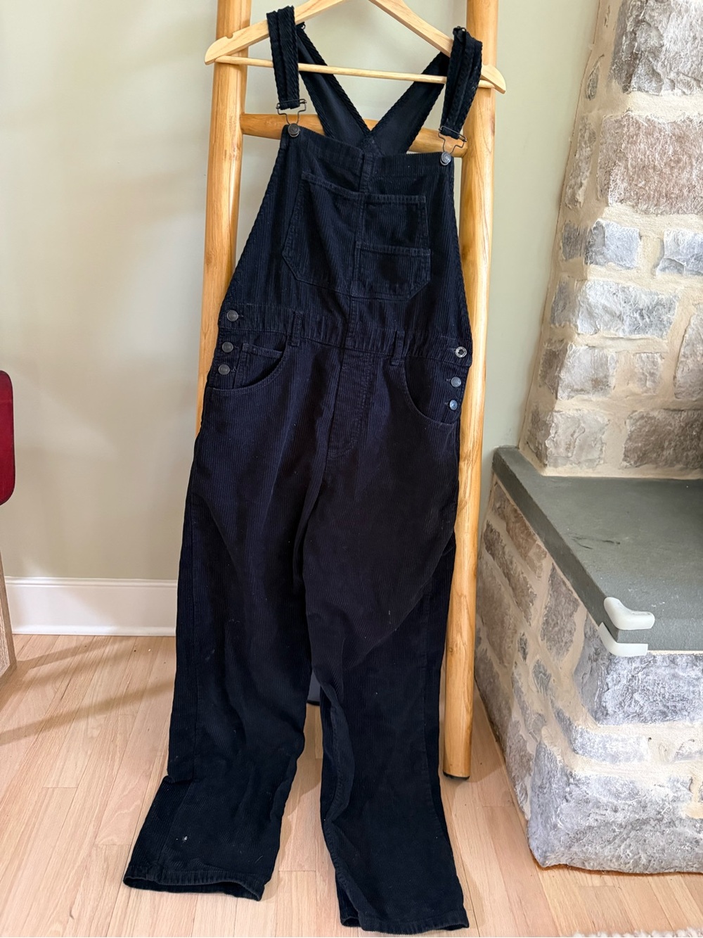 Free People Black Corduroy Overalls - Womens Relaxed Fit